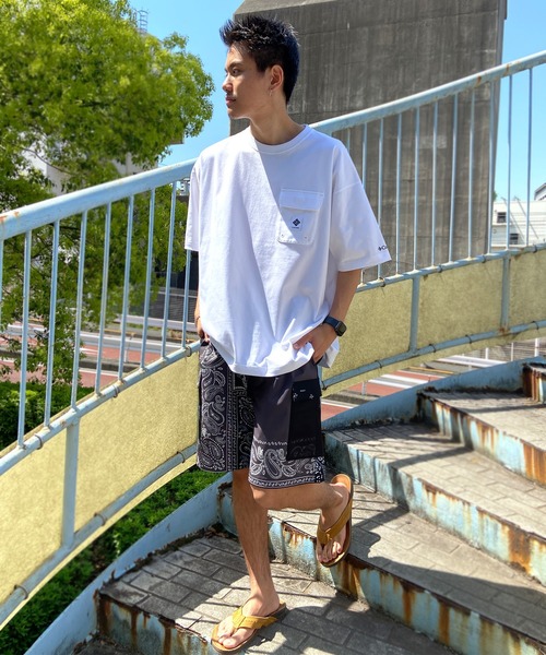 Columbia（コロンビア）の「【展開店舗限定アイテム】columbia/コロンビア インペリアルパーク ワンポイント ワイドシルエット/オーバーサイズ ポケットTシャツ/半袖Tシャツ PM0734（Tシャツ/カットソー・メンズ・ブラック/ホワイト/グリーン/ベージュ・M/L/XL）」の21枚目の写真