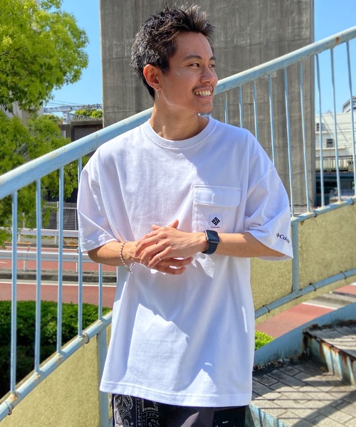 Columbia（コロンビア）の「【展開店舗限定アイテム】columbia/コロンビア インペリアルパーク ワンポイント ワイドシルエット/オーバーサイズ ポケットTシャツ/半袖Tシャツ PM0734（Tシャツ/カットソー・メンズ・ブラック/ホワイト/グリーン/ベージュ・M/L/XL）」の17枚目の写真