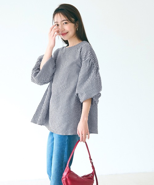 THIRD MAGAZINE ギンガムチェックバックリボンブラウス THIRD MAGAZINE ギンガムチェックバックリボンブラウス