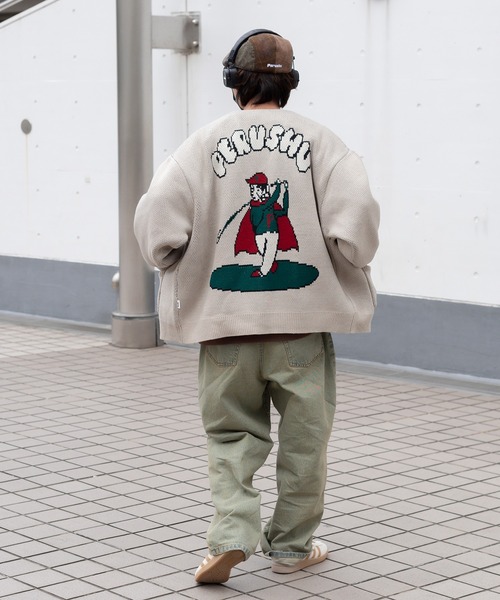 Perushu（ペルーシュ）の「ユーズドライクゴルフジャガードカーディガン（カーディガン/ボレロ・メンズ・オレンジ/ブルー/ライトベージュ/セージグリーン・LARGE/MEDIUM）」の20枚目の写真