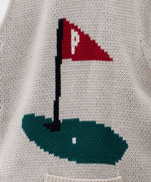 Perushu（ペルーシュ）の「ユーズドライクゴルフジャガードカーディガン（カーディガン/ボレロ・メンズ・オレンジ/ブルー/ライトベージュ/セージグリーン・LARGE/MEDIUM）」の22枚目の写真