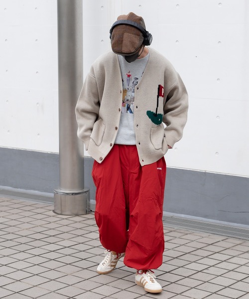 Perushu（ペルーシュ）の「ユーズドライクゴルフジャガードカーディガン（カーディガン/ボレロ・メンズ・オレンジ/ブルー/ライトベージュ/セージグリーン・LARGE/MEDIUM）」の12枚目の写真