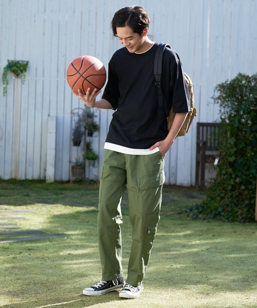 LB/S (エルビーエス)の「汗染みの目立ちにくいTシャツ ZEROSTAIN ゼロステイン 撥水性 UVカット フェイクレイヤード ビッグシルエット Tシャツ(Tシャツ/カットソー・メンズ・ホワイト/ダークブルー/ベージュ/ブルー/チャコールグレー/オリーブ/ブラック・MEDIUM/LARGE/X-LARGE)」の8枚目の写真