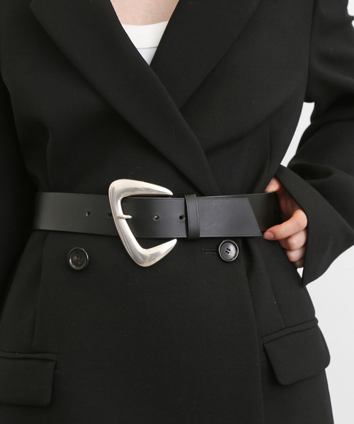 MAISON BOINET(メゾンボワネ)の「【MAISON BOINET/メゾンボアネ】 40mm ベルト (silver buckle)(ベルト・レディース・ブラック・FREE)」の1枚目の写真