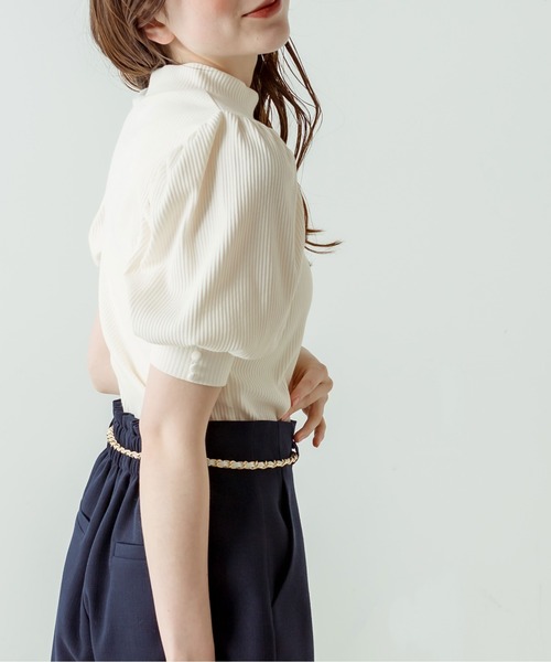 OLIVE des OLIVE（オリーブデオリーブ）の「衿刺繍プチハイプルオーバー　1031060190（Tシャツ/カットソー・レディース・サックスブルー/オフホワイト/ホワイト系その他/ブラック・FREE）」の6枚目の写真