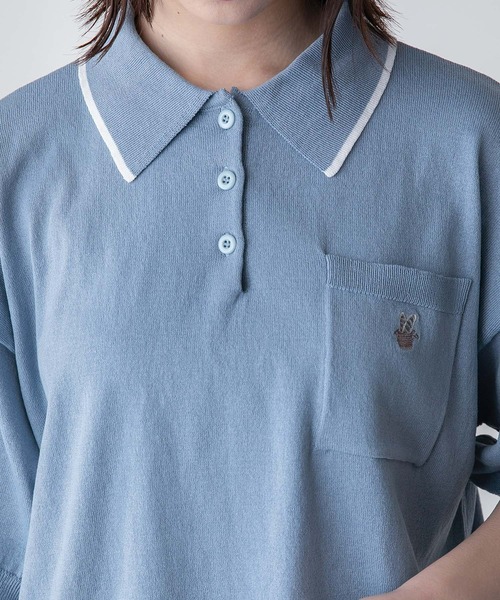 BONLECILL(ボンルシール)の「【JAMMINコラボ】フランスパンモチーフ刺繍 配色ライン ニットポロプルオーバー(ポロシャツ・レディース・ネイビー/ブラック/オフホワイト/ブルー・FREE)」の17枚目の写真