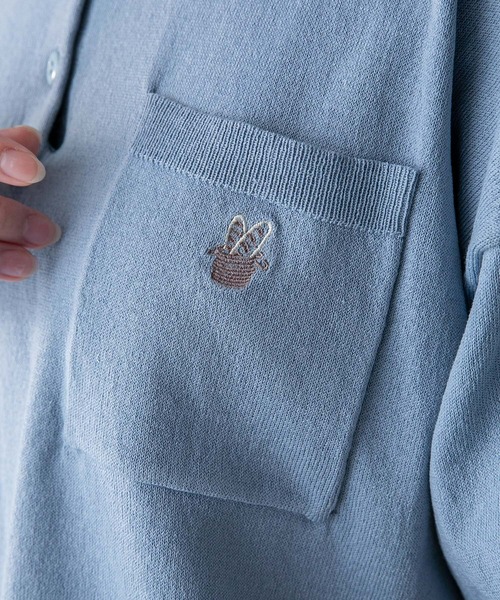 BONLECILL(ボンルシール)の「【JAMMINコラボ】フランスパンモチーフ刺繍 配色ライン ニットポロプルオーバー(ポロシャツ・レディース・ネイビー/ブラック/オフホワイト/ブルー・FREE)」の10枚目の写真