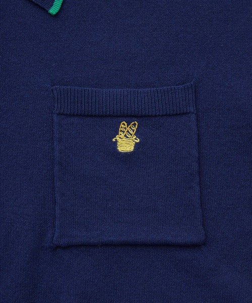 BONLECILL(ボンルシール)の「【JAMMINコラボ】フランスパンモチーフ刺繍 配色ライン ニットポロプルオーバー(ポロシャツ・レディース・ネイビー/ブラック/オフホワイト/ブルー・FREE)」の18枚目の写真