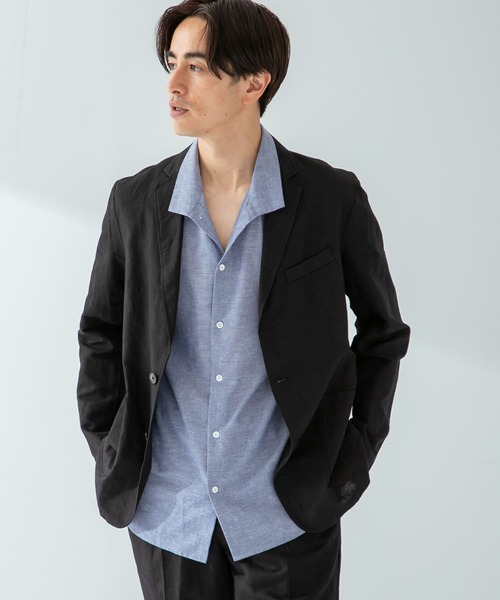 URBAN RESEARCH ROSSO MEN（アーバンリサーチロッソメン）の「『セットアップ対応』 ハードマンズリネンガーメントダイジャケット（テーラードジャケット・メンズ・ブラック/ブラウン・MEDIUM/LARGE）」の2枚目の写真