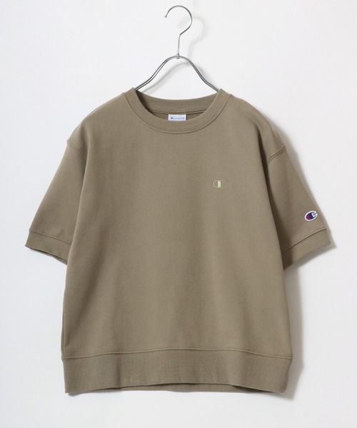 Champion(チャンピオン)の「Champion(チャンピオン)ブランドワンポイントロゴ半袖スウェットトレーナー(スウェット・レディース・ライトパープル/グレー/ライトブルー/ブラック/ホワイト/ネイビー/カーキ・M/L)」の5枚目の写真