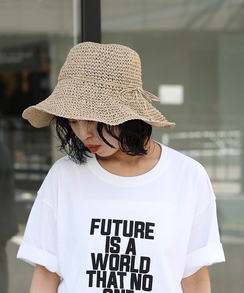 COLONY 2139（コロニートゥーワンスリーナイン）の「手編みつば広ペーパーハット（ハット・レディース・ライトベージュ/ベージュ/ブラック/モカ・FREE）」の5枚目の写真