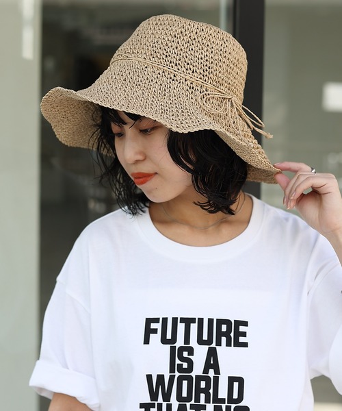 COLONY 2139（コロニートゥーワンスリーナイン）の「手編みつば広ペーパーハット（ハット・レディース・ライトベージュ/ベージュ/ブラック/モカ・FREE）」の8枚目の写真