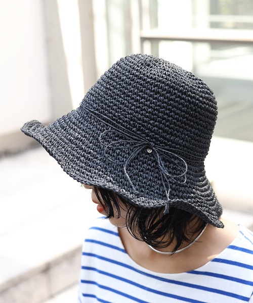 COLONY 2139（コロニートゥーワンスリーナイン）の「手編みつば広ペーパーハット（ハット・レディース・ライトベージュ/ベージュ/ブラック/モカ・FREE）」の9枚目の写真