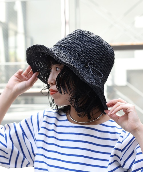 COLONY 2139（コロニートゥーワンスリーナイン）の「手編みつば広ペーパーハット（ハット・レディース・ライトベージュ/ベージュ/ブラック/モカ・FREE）」の6枚目の写真