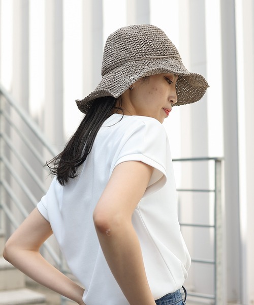 COLONY 2139（コロニートゥーワンスリーナイン）の「手編みつば広ペーパーハット（ハット・レディース・ライトベージュ/ベージュ/ブラック/モカ・FREE）」の22枚目の写真