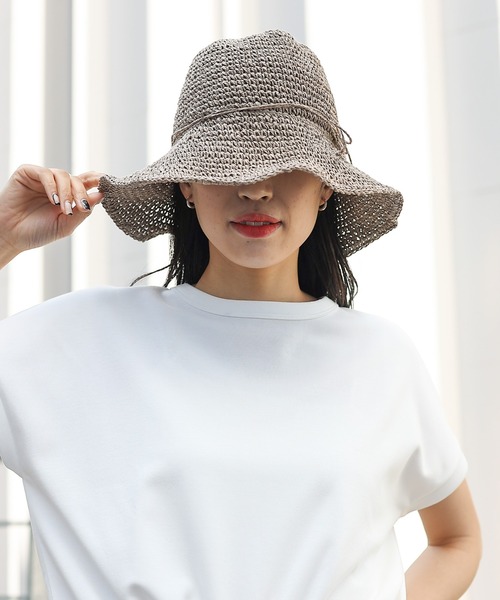 COLONY 2139（コロニートゥーワンスリーナイン）の「手編みつば広ペーパーハット（ハット・レディース・ライトベージュ/ベージュ/ブラック/モカ・FREE）」の13枚目の写真