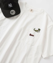 【POWER TO THE PEOPLE/パワー トゥザ ピープル】ビッグシルエット ヘビーウェイト ワンポイント刺繍 ポケット付き 半袖Tシャツ/【BEER・SPACE・DINOSAUR】