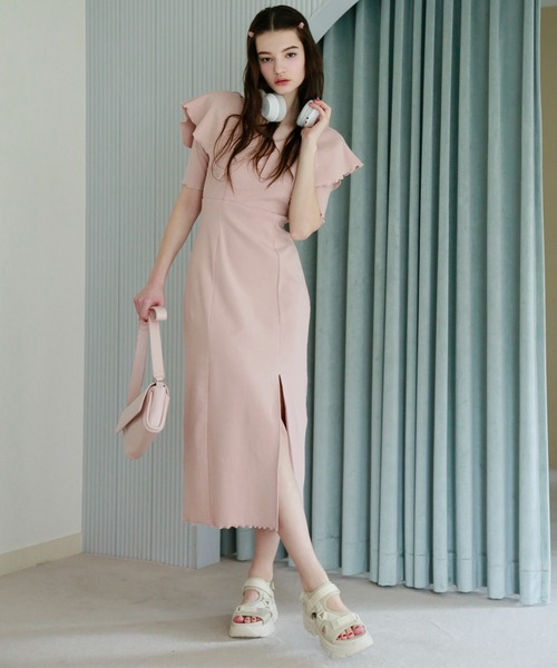 Seemi. byNICECLAUP（ シーミーバイナイスクラップ）の「【Seemi】セーラーカラーカットワンピース（ワンピース・レディース・ピンク/レッド/オートミール・FREE）」の5枚目の写真