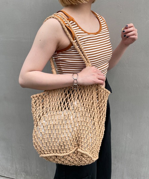 CIAOPANIC(チャオパニック)の「【インナーバッグ付き】かごトートバック(かごバッグ・レディース・ベージュ・FREE)」の4枚目の写真