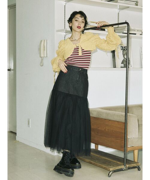 jouetie(ジュエティ)の「2WAYマムルークスリーブトップス(カーディガン/ボレロ・レディース・オフホワイト/ブラック・MEDIUM)」の10枚目の写真