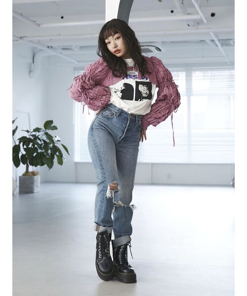 jouetie(ジュエティ)の「2WAYマムルークスリーブトップス(カーディガン/ボレロ・レディース・オフホワイト/ブラック・MEDIUM)」の16枚目の写真