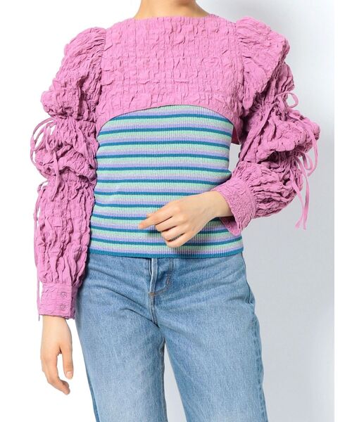 jouetie(ジュエティ)の「2WAYマムルークスリーブトップス(カーディガン/ボレロ・レディース・オフホワイト/ブラック・MEDIUM)」の17枚目の写真