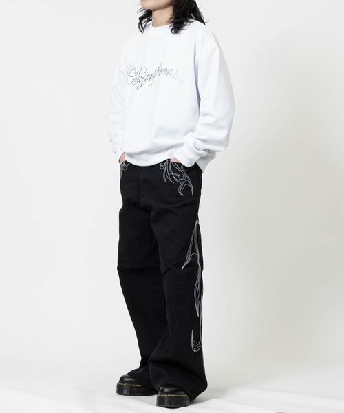 JOHN'S CLOSET(ジョンズクローゼット)の「【13】エンブロイダリー コクーンデニム/カーブパンツ(デニムパンツ・メンズ・ブラック/サックスブルー/ブルー/ブラック系2/ブラック系1・MEDIUM/LARGE)」の15枚目の写真