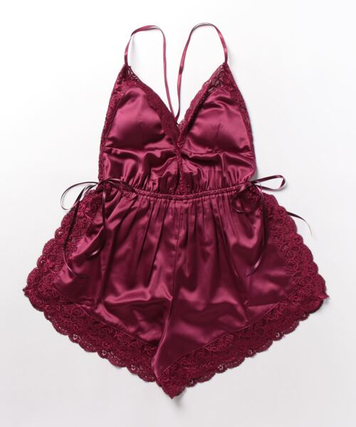 Ravijour（ラヴィジュール）の「レーシーサイドスリット ロンパース（ルームウェア/パジャマ・レディース・ブラック/ベージュ系その他/ボルドー・FREE）」の17枚目の写真