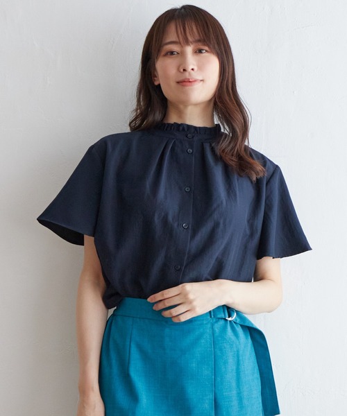 ikka(イッカ)の「襟フリル2WAY半袖ブラウス(シャツ/ブラウス・レディース・ダークグリーン/ネイビー/オフホワイト/オレンジ系その他・S/M/L)」の16枚目の写真