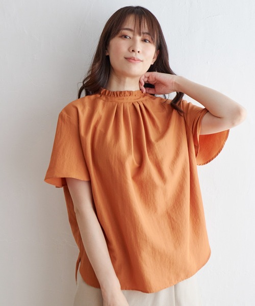 ikka(イッカ)の「襟フリル2WAY半袖ブラウス(シャツ/ブラウス・レディース・ダークグリーン/ネイビー/オフホワイト/オレンジ系その他・S/M/L)」の17枚目の写真