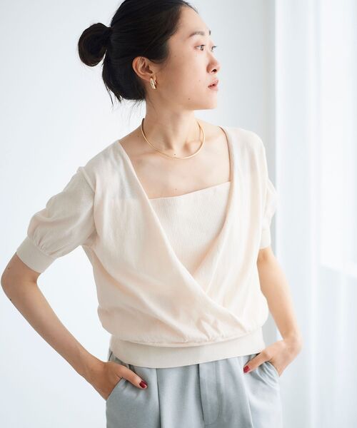le.coeur blanc(ルクールブラン)の「カシュクールニットプルオーバー(ニット/セーター・レディース・アイボリー/キャメル/ブラック・38)」の5枚目の写真