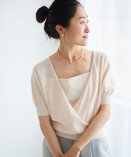 le.coeur blanc(ルクールブラン)の「カシュクールニットプルオーバー(ニット/セーター・レディース・アイボリー/キャメル/ブラック・38)」の6枚目の写真