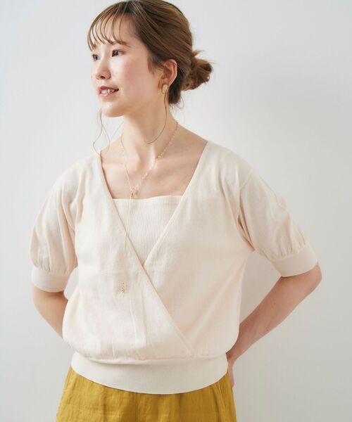 le.coeur blanc(ルクールブラン)の「カシュクールニットプルオーバー(ニット/セーター・レディース・アイボリー/キャメル/ブラック・38)」の14枚目の写真