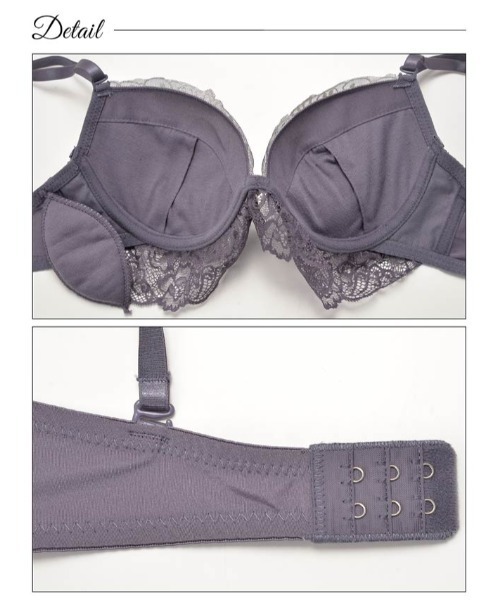 DRW（ドロー）の「【品番まとめたため非表示】【紐パンセット】リピート率No.1！ロイヤルレースレイヤードブラジャー&サイド紐Tバックセット（ブラ&ショーツ・レディース・ブラック/グレー・B65/D75/A70/D65/C70/B75/A65/B70/C65/C75/A75/D70）」の4枚目の写真