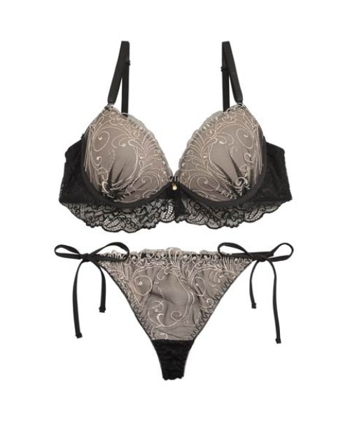 DRW（ドロー）の「【品番まとめたため非表示】【紐パンセット】リピート率No.1！ロイヤルレースレイヤードブラジャー&サイド紐Tバックセット（ブラ&ショーツ・レディース・ブラック/グレー・B65/D75/A70/D65/C70/B75/A65/B70/C65/C75/A75/D70）」の13枚目の写真