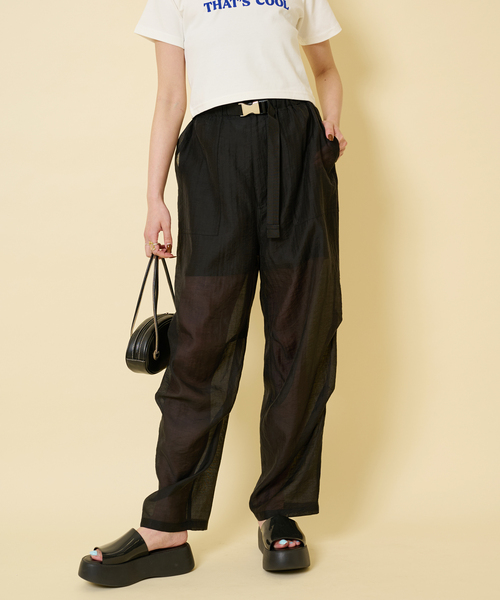 U by SPICK&SPAN（ユーバイスピックアンドスパン）の「シアーナイロンバックルベイカー（その他パンツ・レディース・ホワイト/ブラック・FREE）」の2枚目の写真