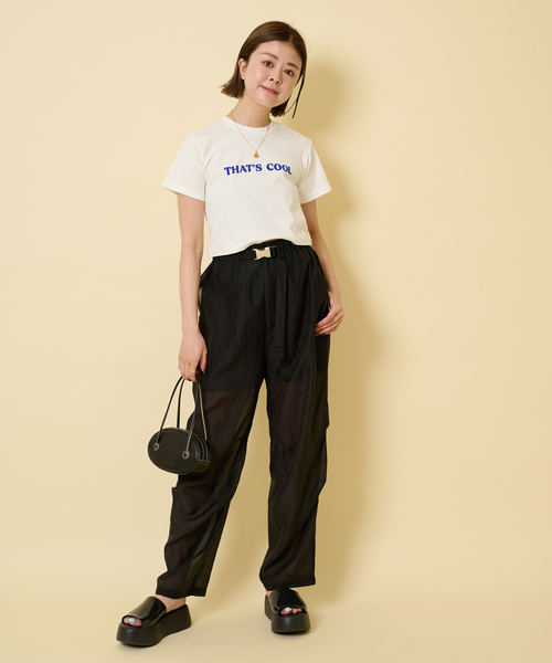 U by SPICK&SPAN（ユーバイスピックアンドスパン）の「シアーナイロンバックルベイカー（その他パンツ・レディース・ホワイト/ブラック・FREE）」の7枚目の写真