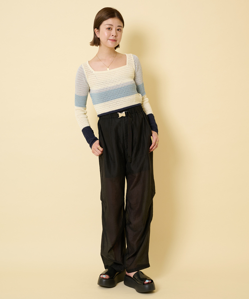 U by SPICK&SPAN（ユーバイスピックアンドスパン）の「シアーナイロンバックルベイカー（その他パンツ・レディース・ホワイト/ブラック・FREE）」の11枚目の写真