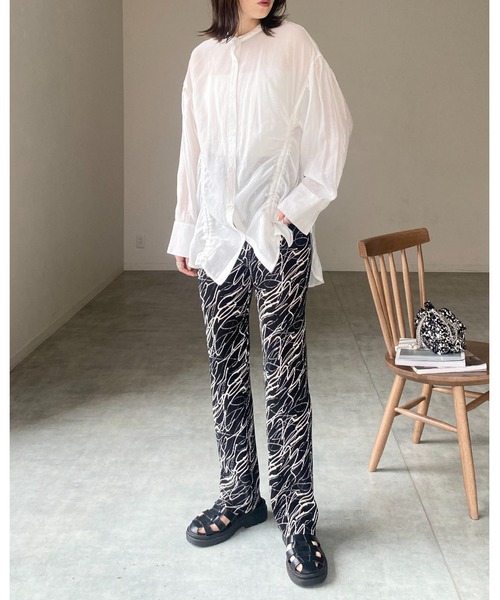 千鳥格子 SIIILON／千鳥格子柄プリーツパンツ パンツ（レディース  