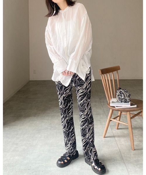 She's Closet(シーズクローゼット)の「【セルフカット対応】ニュアンス柄ストレートカラーロングプリーツパンツ(その他パンツ・レディース・パープル/オレンジ/グリーン/チャコール/ブラウン/カーキ/ブラック/グレー/ベージュ・FREE)」の10枚目の写真
