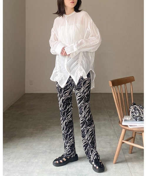 She's Closet(シーズクローゼット)の「【セルフカット対応】ニュアンス柄ストレートカラーロングプリーツパンツ(その他パンツ・レディース・パープル/オレンジ/グリーン/チャコール/ブラウン/カーキ/ブラック/グレー/ベージュ・FREE)」の20枚目の写真