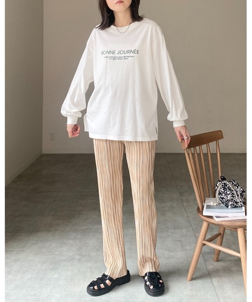 She's Closet(シーズクローゼット)の「【セルフカット対応】ニュアンス柄ストレートカラーロングプリーツパンツ(その他パンツ・レディース・パープル/オレンジ/グリーン/チャコール/ブラウン/カーキ/ブラック/グレー/ベージュ・FREE)」の21枚目の写真