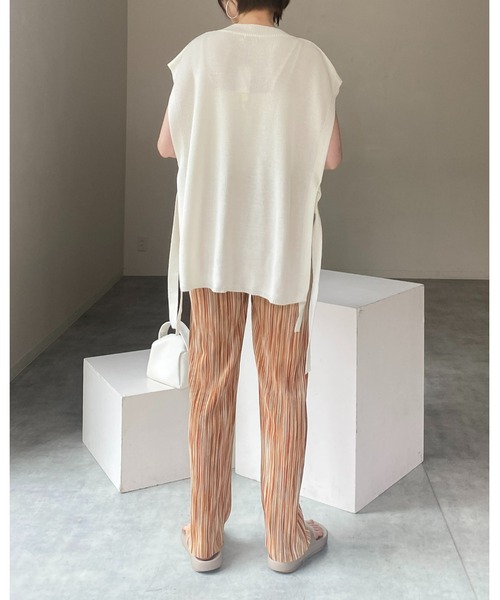 プリーツロングシャツ パンツセット 高身長 サイドプリーツワイドパンツ （トールサイズ） 通販
