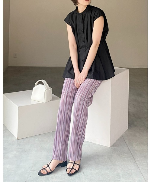 プリーツロングシャツ パンツセット Amazon | [YINGDIE] レディース tシャツ ロングパンツ
