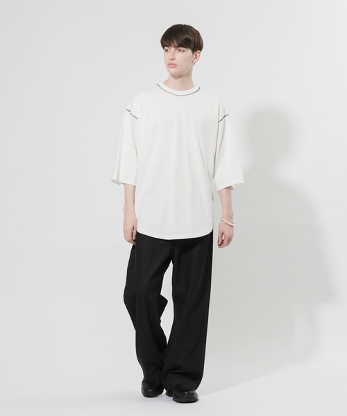 Adoon plain(アドーンプレーン)の「【Adoon plain】配色ステッチTシャツ(Tシャツ/カットソー・メンズ・ブラック/オフホワイト・MEDIUM/LARGE)」の18枚目の写真