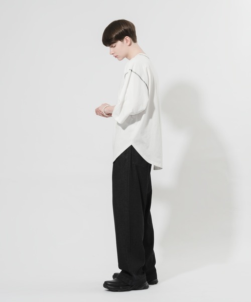 Adoon plain(アドーンプレーン)の「【Adoon plain】配色ステッチTシャツ(Tシャツ/カットソー・メンズ・ブラック/オフホワイト・MEDIUM/LARGE)」の19枚目の写真