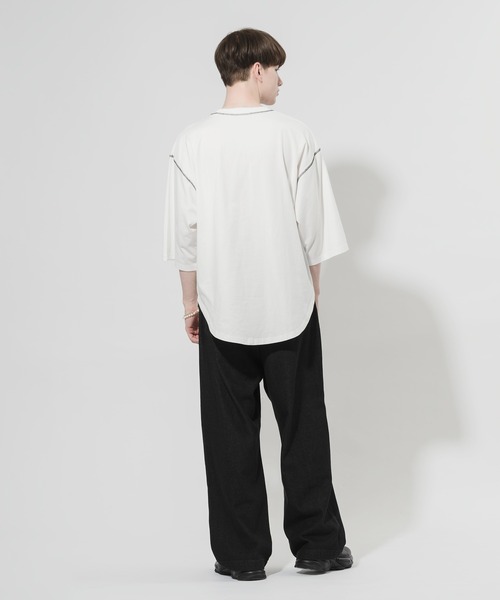 Adoon plain(アドーンプレーン)の「【Adoon plain】配色ステッチTシャツ(Tシャツ/カットソー・メンズ・ブラック/オフホワイト・MEDIUM/LARGE)」の20枚目の写真