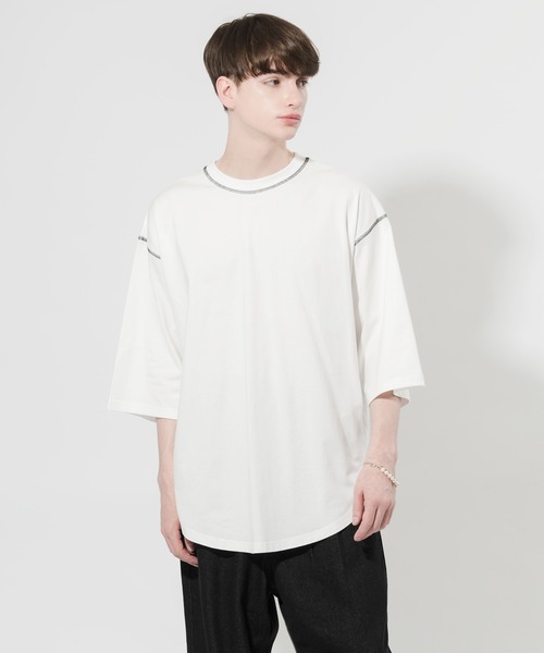 Adoon plain(アドーンプレーン)の「【Adoon plain】配色ステッチTシャツ(Tシャツ/カットソー・メンズ・ブラック/オフホワイト・MEDIUM/LARGE)」の14枚目の写真
