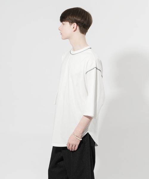 Adoon plain(アドーンプレーン)の「【Adoon plain】配色ステッチTシャツ(Tシャツ/カットソー・メンズ・ブラック/オフホワイト・MEDIUM/LARGE)」の15枚目の写真