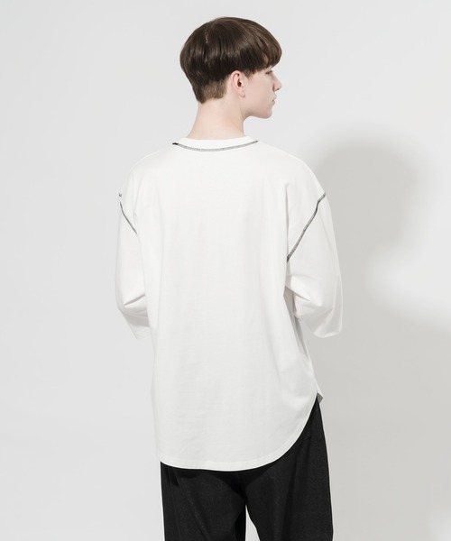 Adoon plain(アドーンプレーン)の「【Adoon plain】配色ステッチTシャツ(Tシャツ/カットソー・メンズ・ブラック/オフホワイト・MEDIUM/LARGE)」の16枚目の写真